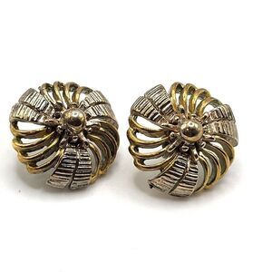 Avon Gold and Silver Tone Art Noveau Circular Stud Earrings .75in